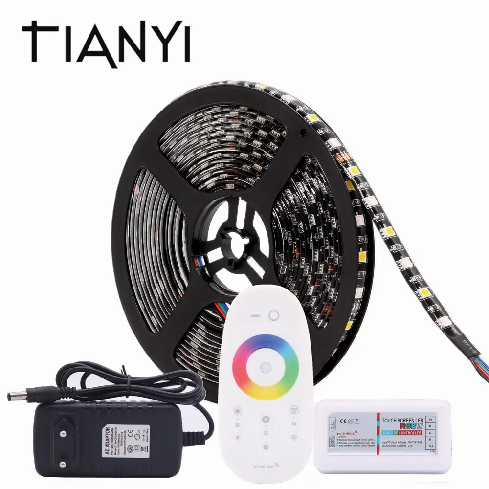 DC12V RGB Светодиодная лента водонепроницаемая черная печатная плата 5050 RGBW RGBWW