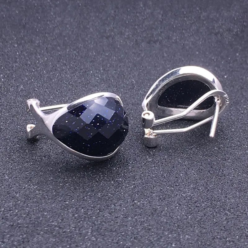 Женские Классические сережки CSJ серебро 925 пробы с голубым золотом и песком