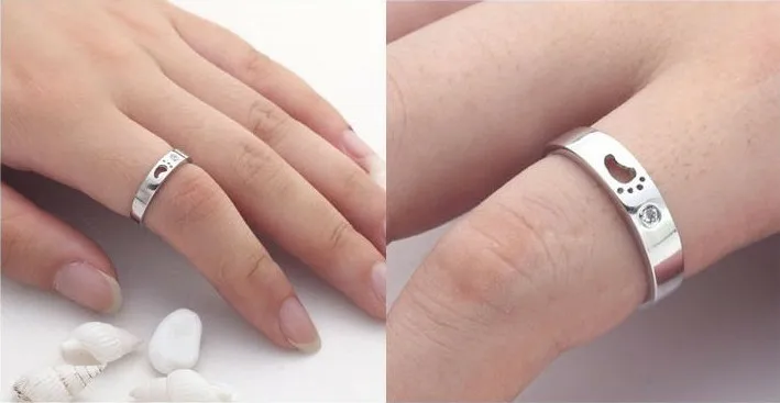 Новые детские ножки для влюбленных годовщина циркон хрустальные парные кольца 925