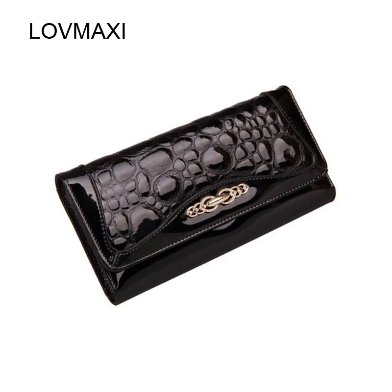 Женские кошельки из натуральной лакированной кожи LOVMAXI Большой Вместительный