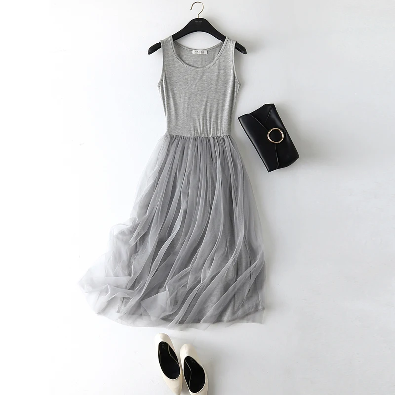 Женское Сетчатое платье на тонких бретельках повседневное весну лето 2019|mesh