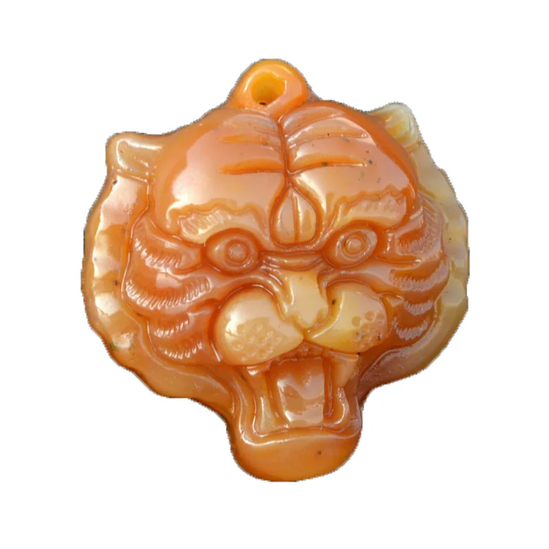 

YunNan HuangLong Jade Tiger Pendant Necklace Sweater Chain Drop Shipping Hand Carved Jade Stone Necklace With Chain