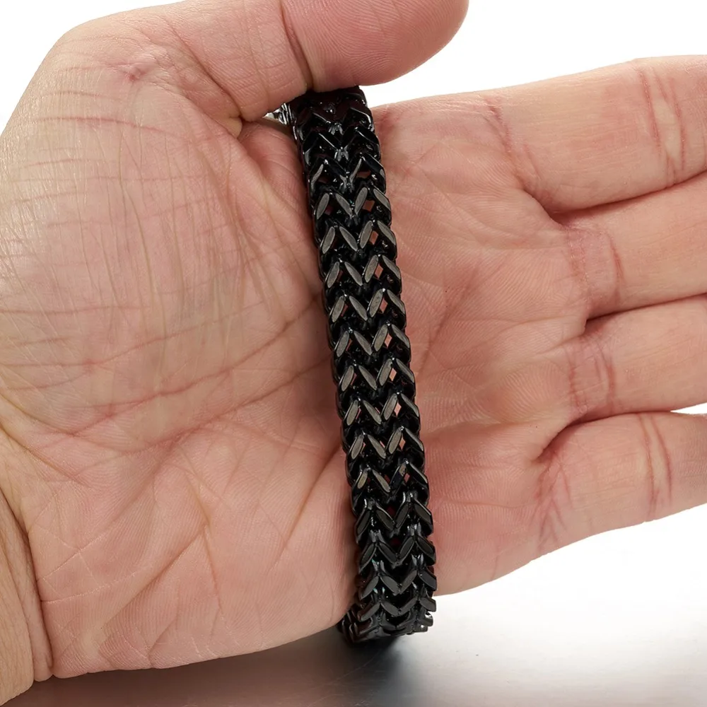 Hot Black Figaro Chain Trend Bracelet Stainless Steel Jewelry Men's/ Women's Bangle Wristband Punk Rock Gift 8.66&quot12mm |
