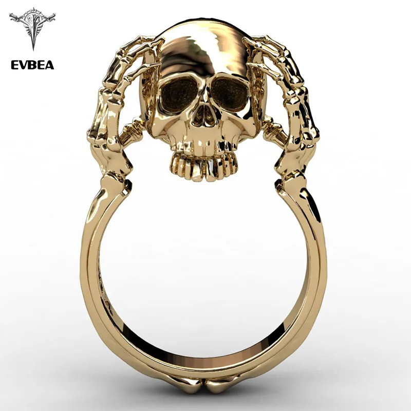 EVBEA коготь черепа Золотое и белое кольцо для мужчин женщин мужские готические