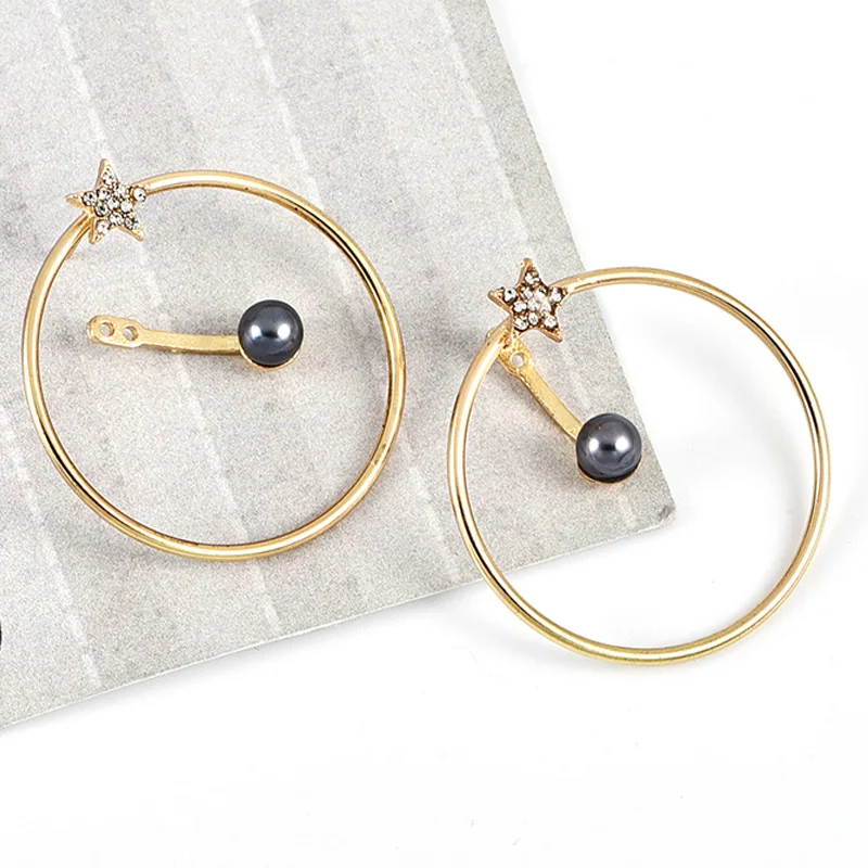 2 шт./компл. женские нежные звезды Круглый драгоценный камень Золотая задняя