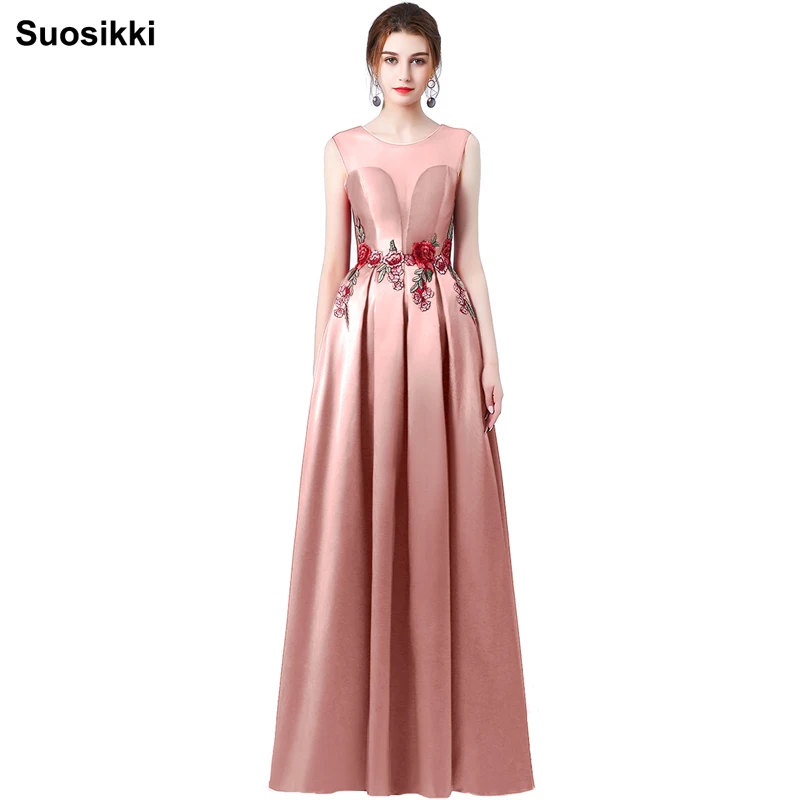 Suosikki/Новинка; длинное платье для выпускного вечера; vestidos de festa; платье трапециевидной формы с цветочным рисунком и рукавами-крылышками; вечернее платье; ; Robe de soiree - Цвет: Pink