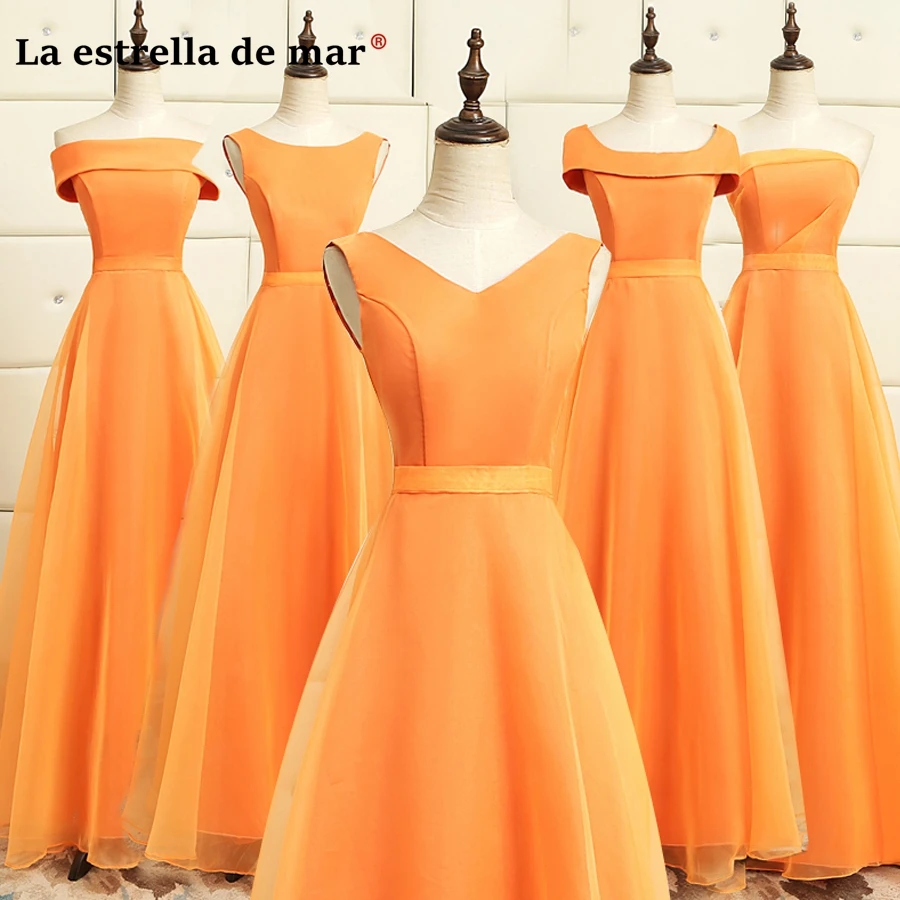 Vestidos de dama de honor largo новые атласные тюлевые Платья для подружек невесты в 5 стилях оранжевые дешевые платья до 50 pretty abito damigella