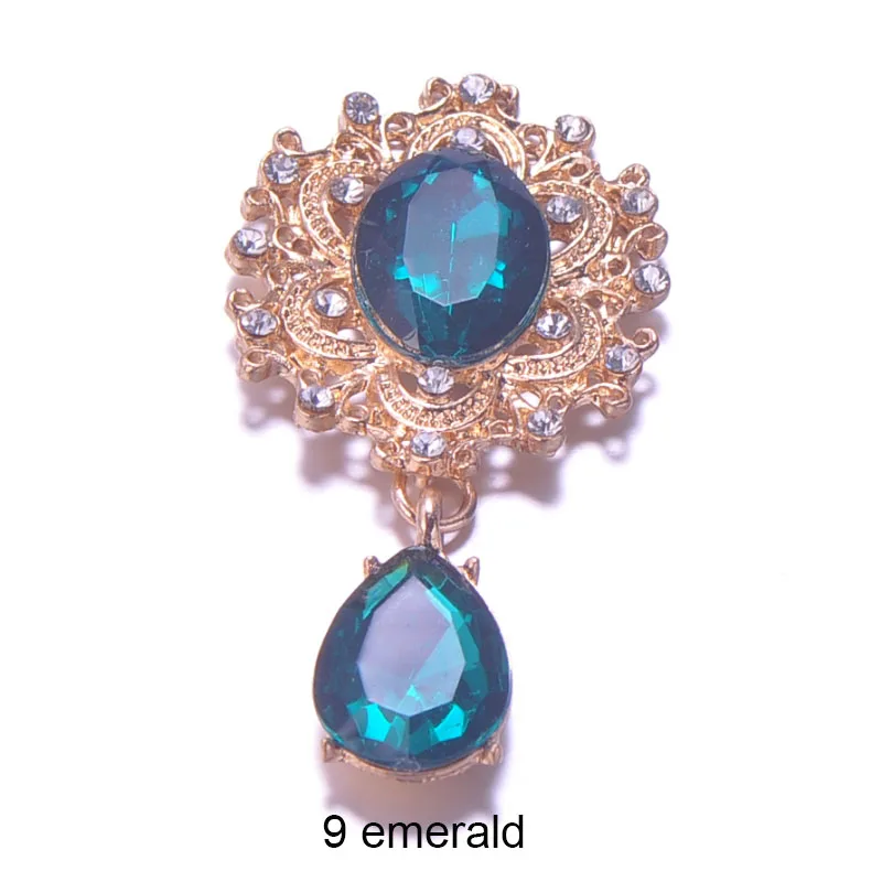 9 emerald J0667) 29 мм x 57 мм металлические стразы на пуговицах, светильник с золотым покрытием, с плоской задней частью, 16 цветов на выбор, 100 шт./лот - Цвет: 9 emerald