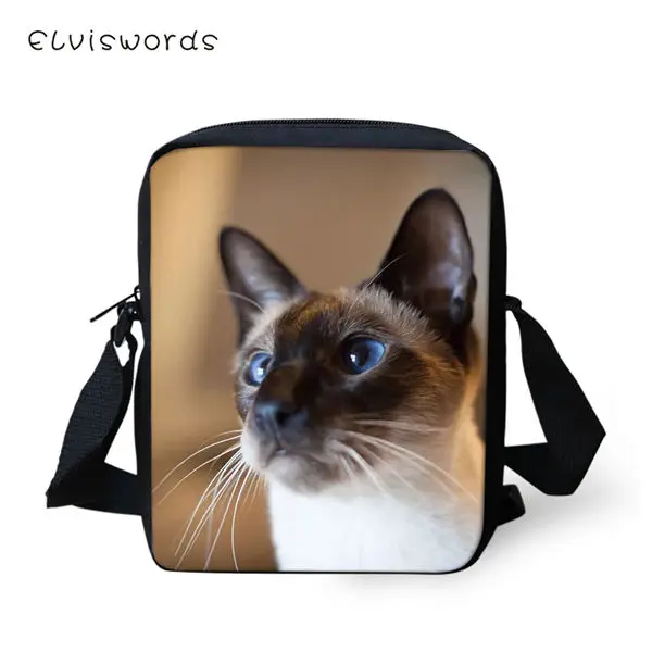 CDWX3103E ELVISWORDS женские сумки-мессенджеры Siamese Cat принты женские закрылки модные сумки на плечо Kawaii животный узор дорожные Мини кошельки - Цвет: CDWX3103E
