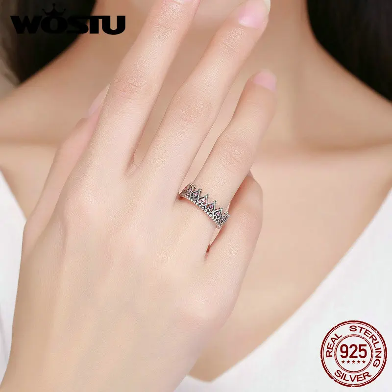 Женское кольцо в виде короны и сердца из серебра 100% пробы|cz rings|rings for womenring |