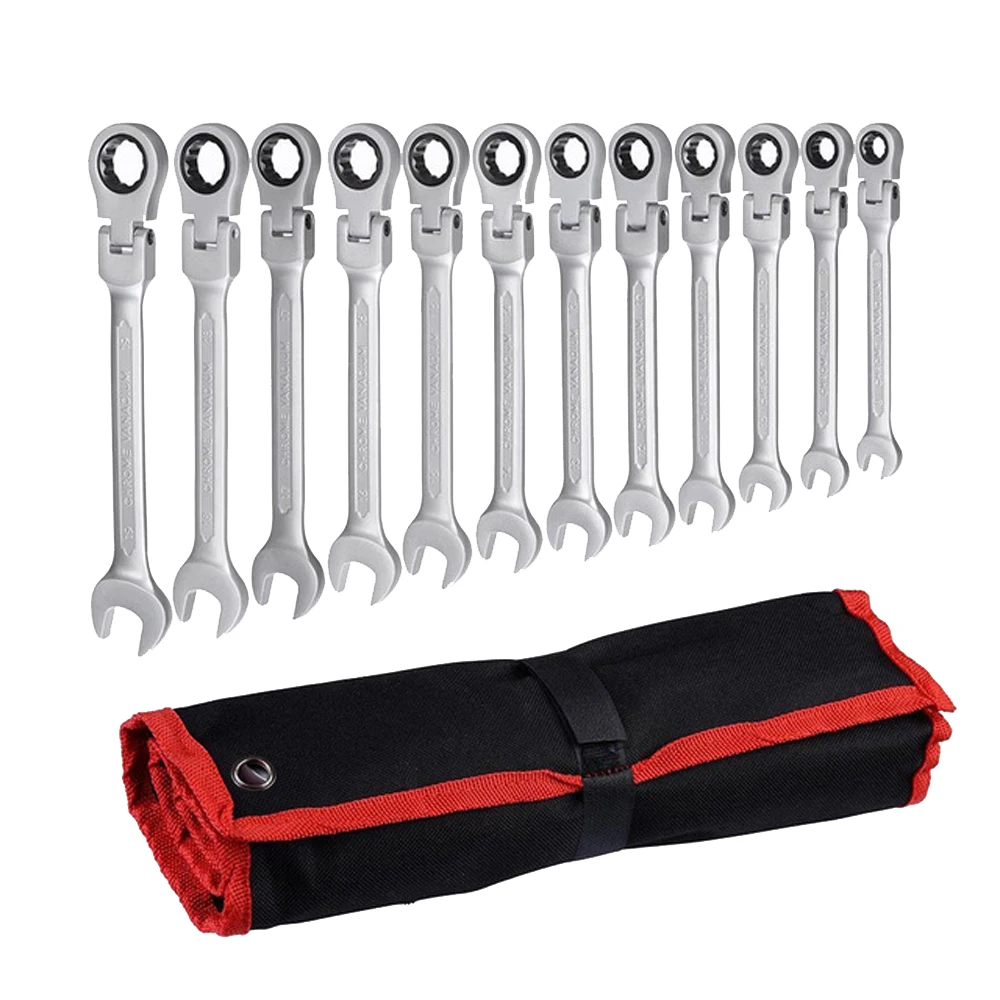 12pcs Combination Flexible Gear Nut Wrench With Ratchet Box End Open Spanner A Set Of Keys For Car Auto repair hand tools D6104R