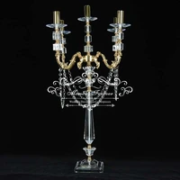latest wedding decoration centerpieces crystal candelabra gold 5 arm candle holder for wedding table centrepiece