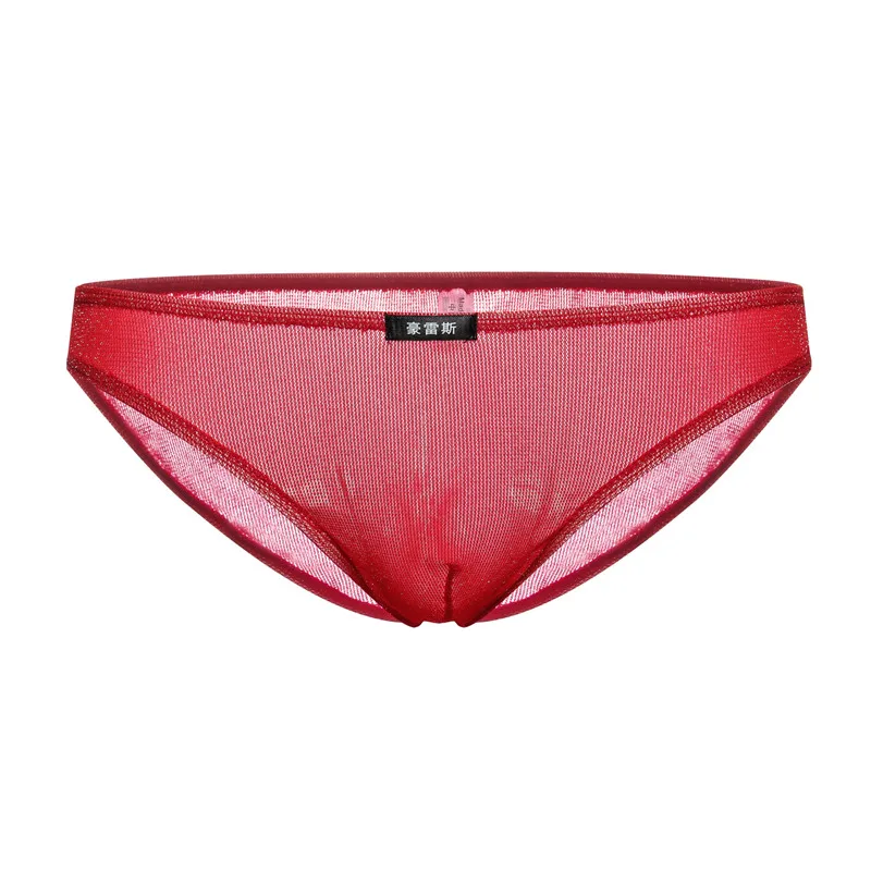 6PCS Sexy Briefs Men Underwear Bright Color Mesh Brief Transparent Men's Sexy U Convex Lingerie Underwear Gay Gauze Cueca Briefs