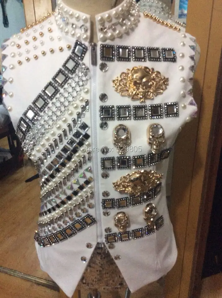 Новый модный мужской костюм СТС заклепками куртка с бисером певец танцор дворец