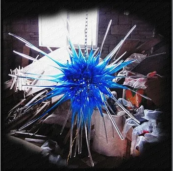 

Pretty Home Decorations Living Room Furniture Led Light 100% Mouth Blown Borosilicate Blue Colored Dining Room Chandelier