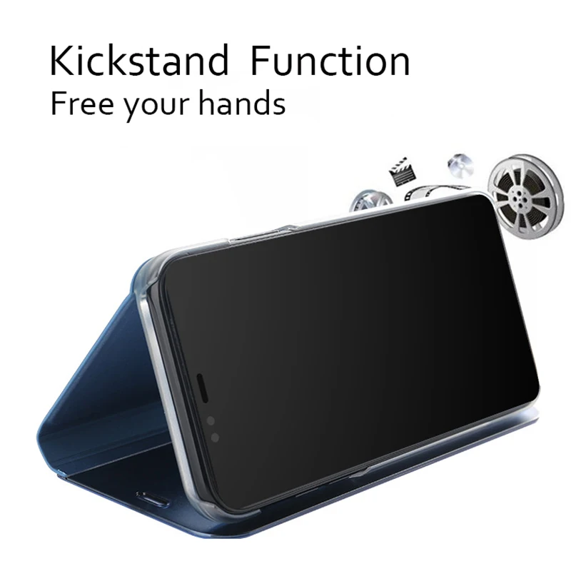 Flip Stand Leather Case for iPhone 9 XS Max 2018 Plating Mirror Kickstand Phone X 7 6 6S 8 Plus Coque |