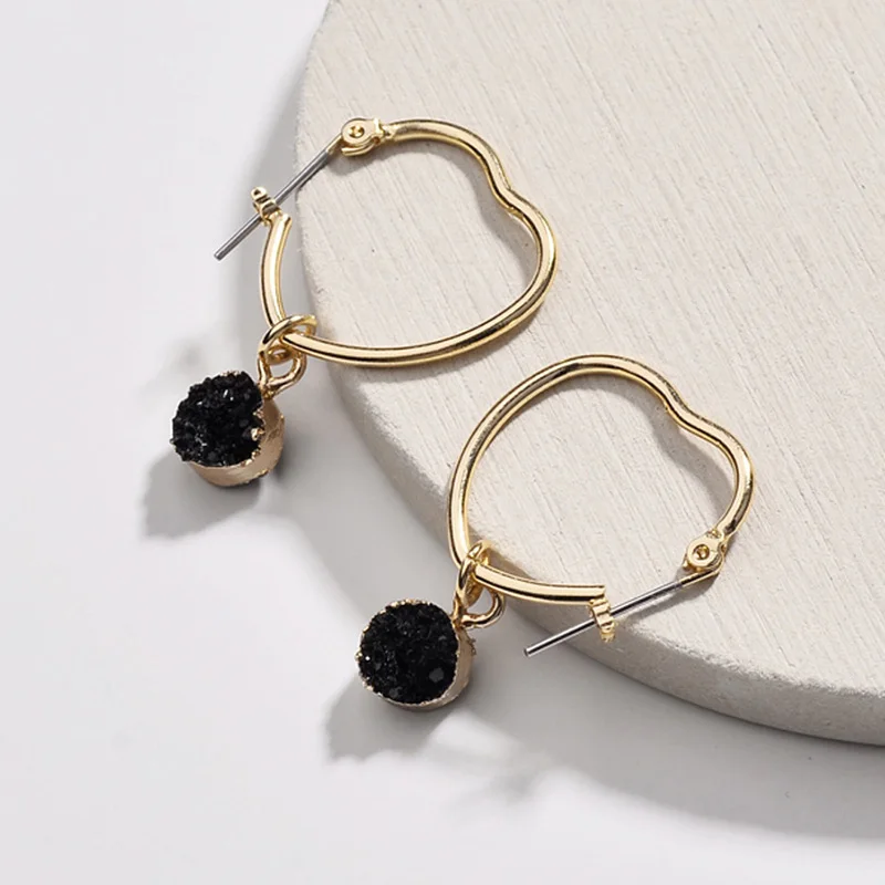 WTLTC Boho висячие серьги кольца в форме сердца для женщин акриловые стиле Druzy невесты