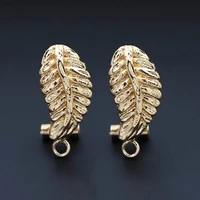 nigerian clip back earrings post with loop hanger leaf base findings diy african dubai gold color women wedding jewelry making