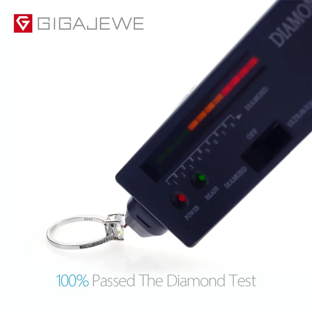 GIGAJEWE Moissanite кольцо 1.0ct 6X8 мм Груша F цвет 925 серебро золото многослойное покрытие мода символ любви подарок подруге