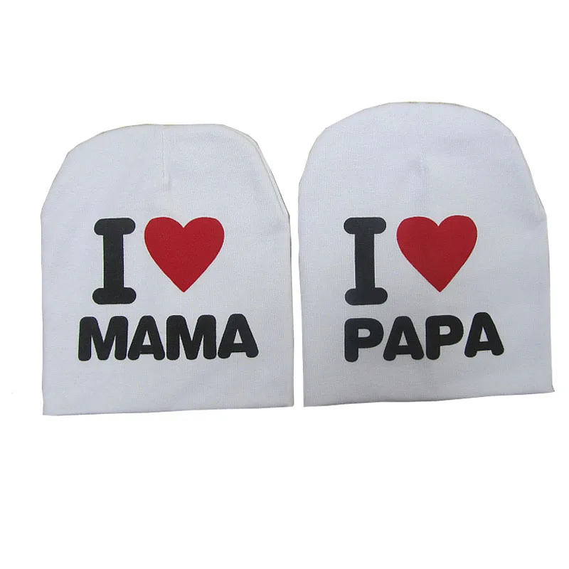 Милая теплая вязаная хлопковая шапочка с надписью I LOVE MAMA/PAPA для маленьких