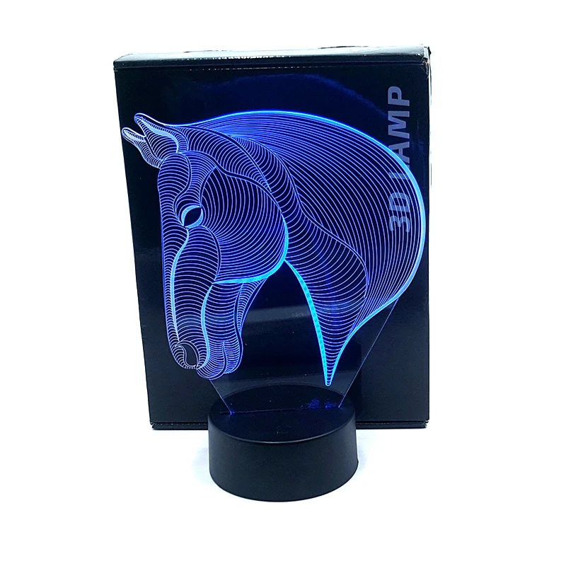 3D ночные светильники для лошадей животных декоративное освещение помещений AA USB