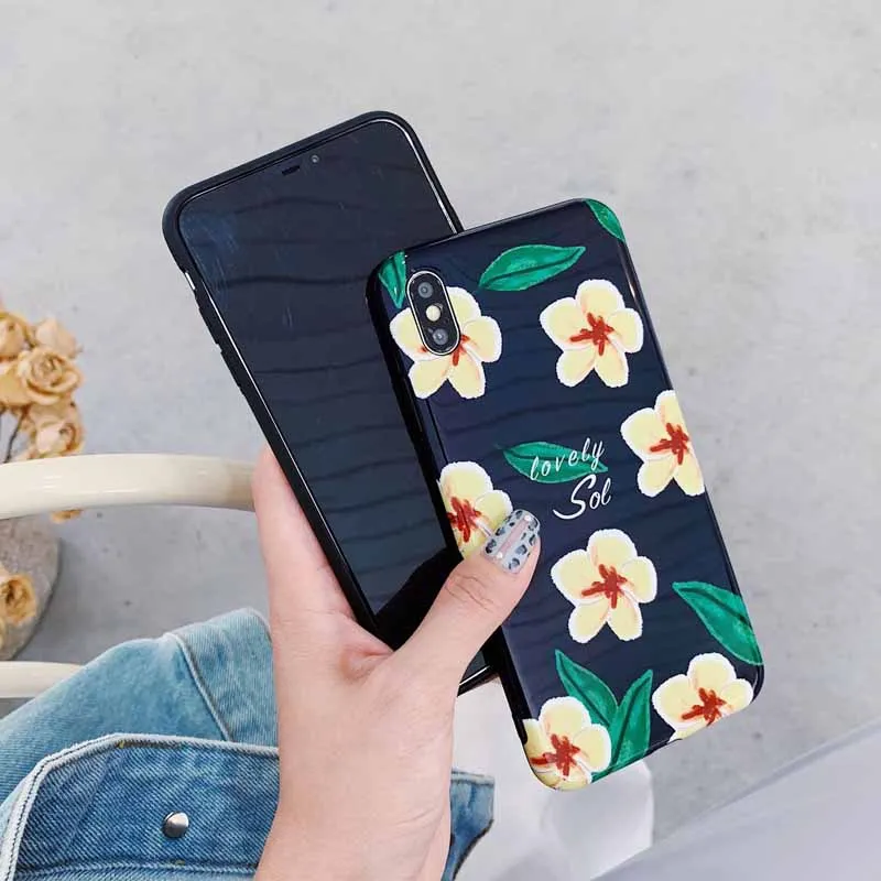 JIBAN милый цветок жасмина чехол для XS/XR/Max/для iphone 8 плюс глянцевый мягкий X 6 S plus 7