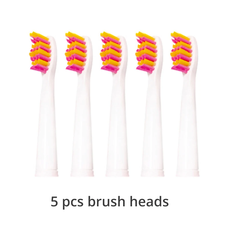 5 pcs Pink Heads Seago 5 шт. Электрический Зубная щётка головки Sonic зубная щётка Сменные зубные щетки с мягкой щетиной для путешествия коробка для хранения Чехол SG-507B/908/909/917/610/659/719/910 - Цвет: 5 pcs Pink Heads