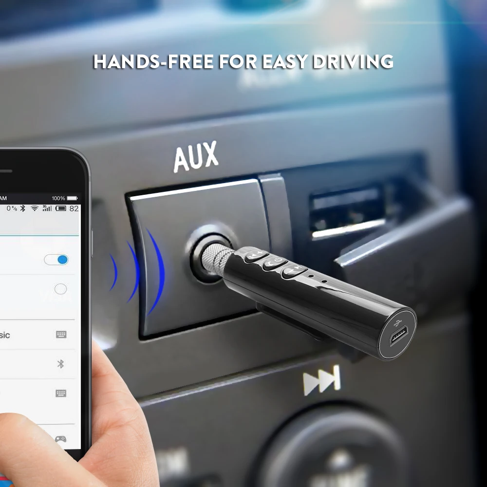 Беспроводной автомобильный Bluetooth Aux аудио приемник адаптер Hands Free Handsfree комплект 3