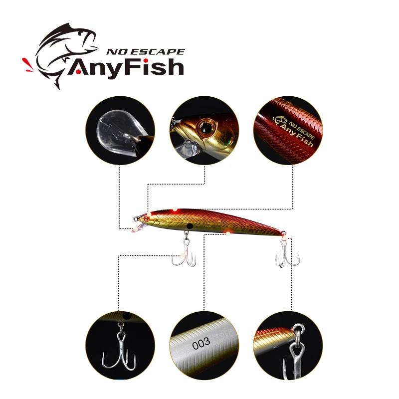 Рыболовная приманка ANYFISH RV MINNOW 95F 9 5 см 8 2 г жесткая с рыболовными крючками