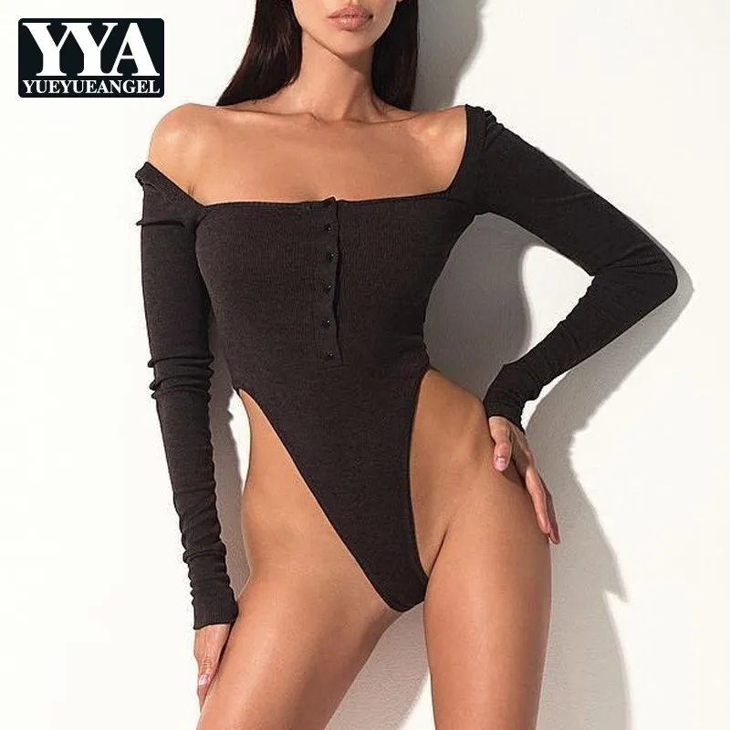 Женский комбинезон на одно плечо с длинным рукавом однобортный|Боди| |