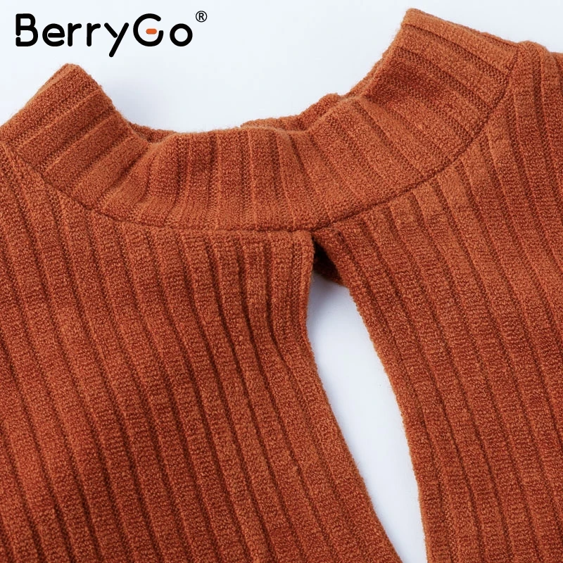 BerryGo, открытая спина, трикотажная блузка, рубашка, женский укороченный топ, рукав-фонарик, Сексуальная Блузка с галстуком-бабочкой, короткая,, зимняя уличная одежда, сексуальные топы