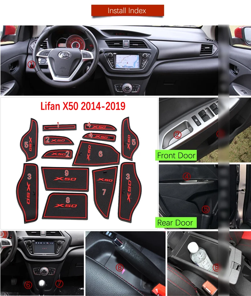 Противоскользящие ворота Слот коврик резиновая подставка для Lifan X50 2014 2015 2016 2017 2018