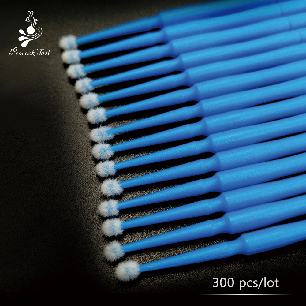 300 шт./лот павлиний хвост микрокисти для наращивания ресниц клей чистящие Кисти