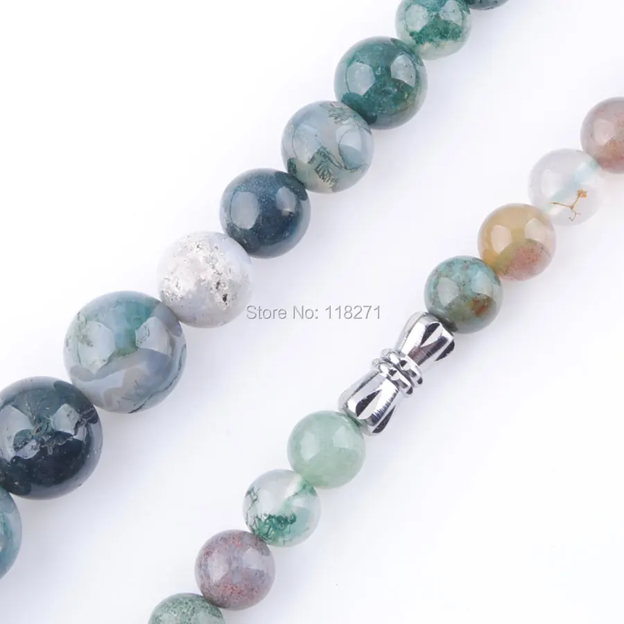 

WOJIAER New Fashion Natural Indian Agates Gem Stone Round 6-14mm Beads Women Necklace 17.5" Strand Jewelry PF3021