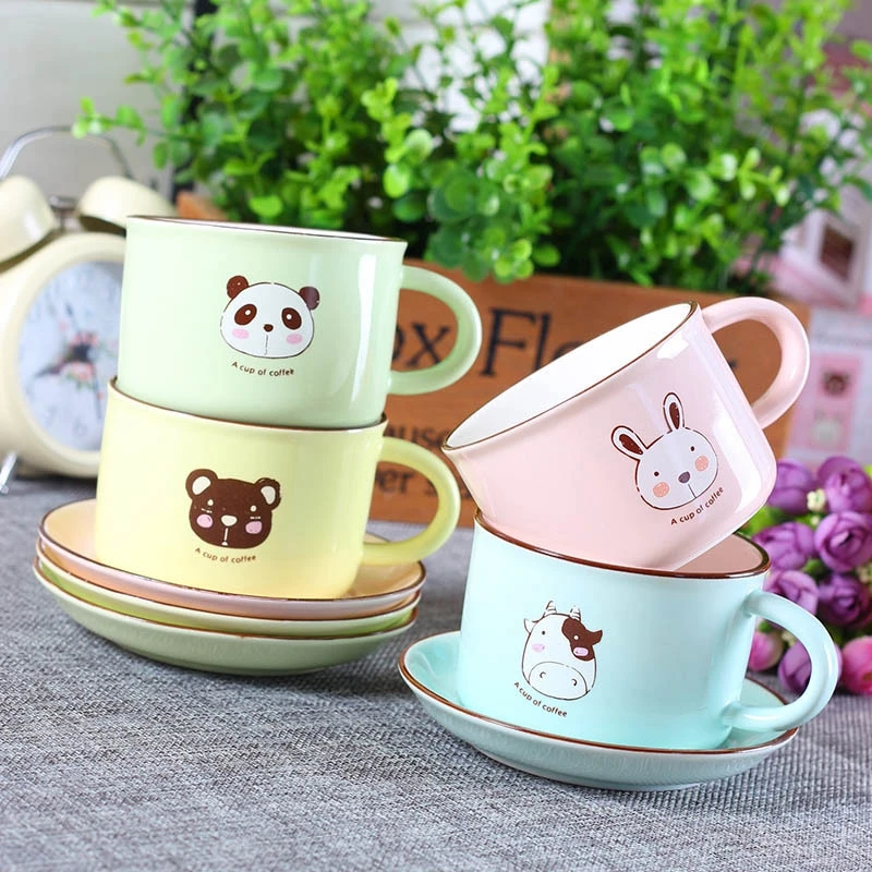Мультяшная Милая кружка для молока с животным рисунком милая керамическая