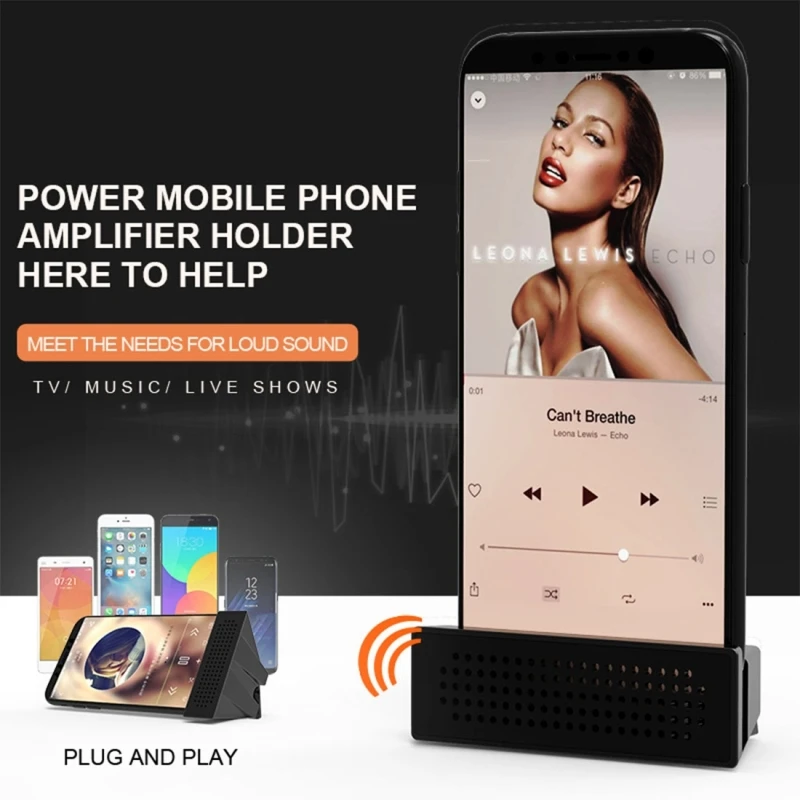 Держатель для телефона HAWEEL 2 в 1 усилитель звука док станция динамик ABS iPhone iPad Samsung