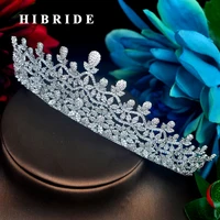 hibride beautiful flower design micro cubic zirconia pave jewelry headband crystal diadem crown wedding hair accessorie c 86