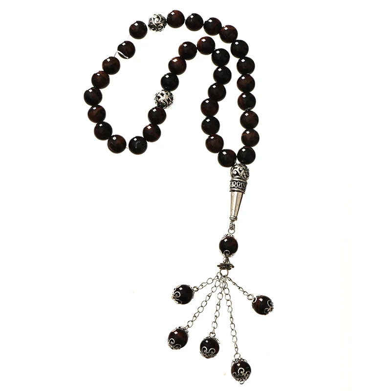 Dark Red Prayer Beads 10mm Tiger Eyes Stone Making Diy Rosary jewelry Bracelets 14inch For Unisex Gifts F019 | Украшения и