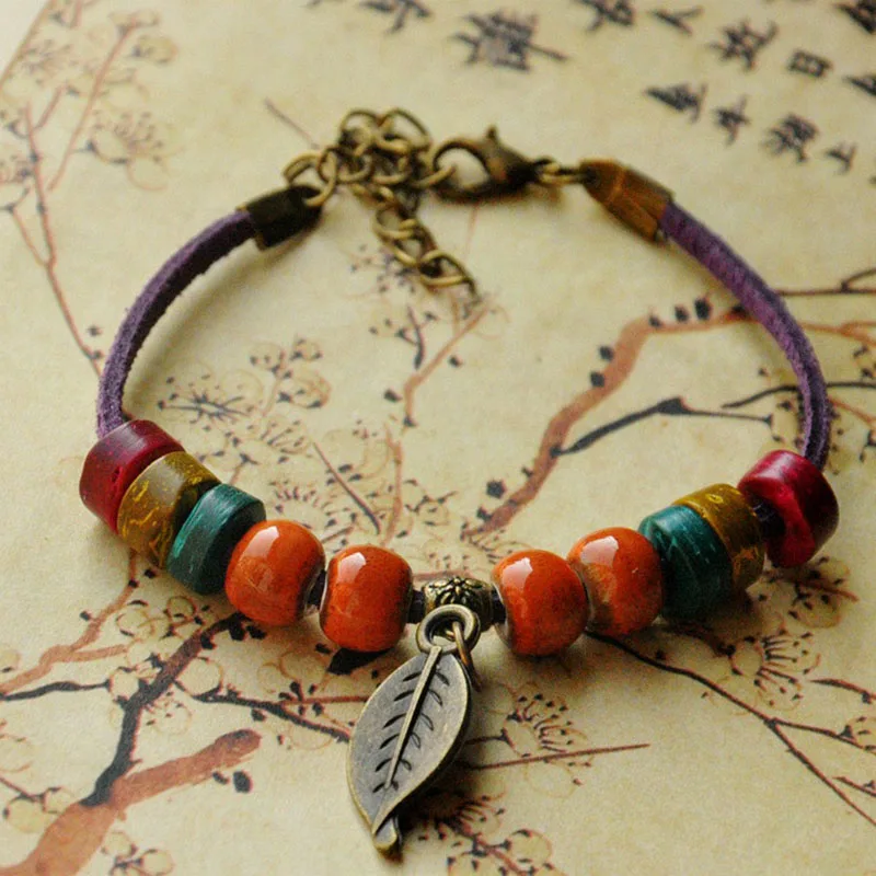 Браслеты с деревянными бусинами и керамической нитью для женщин мужчин