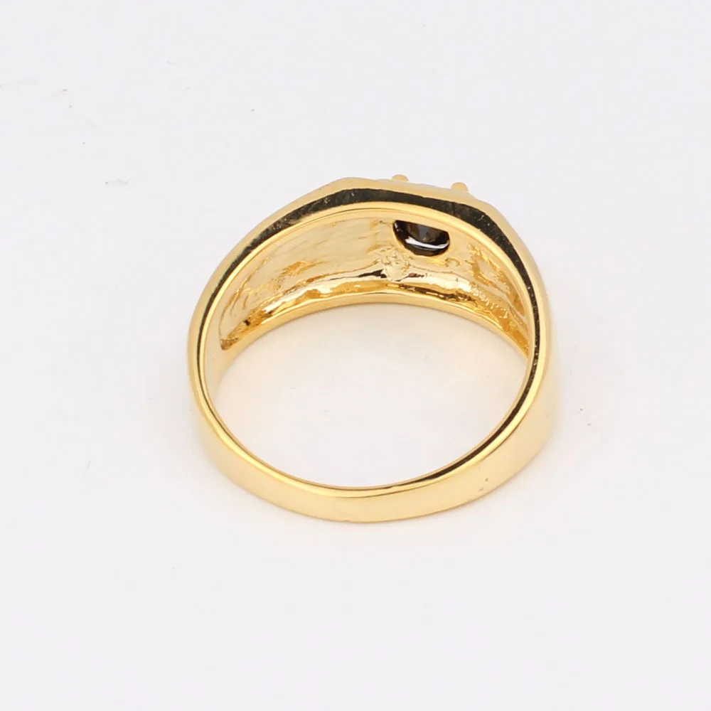 Кольцо мужское с круглым камнем 5 ММ золотого цвета R503|gold plated ring|ring forrings for men |