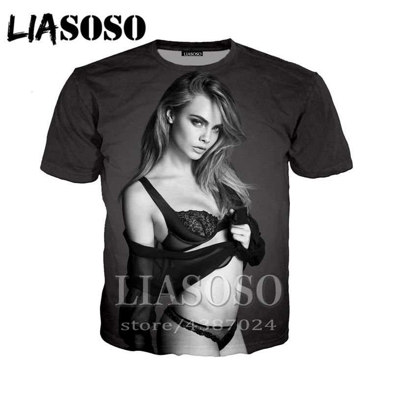 Liaseo модная футболка 3D Мужская/Женская печать Кара Delevingne мультфильм уличная