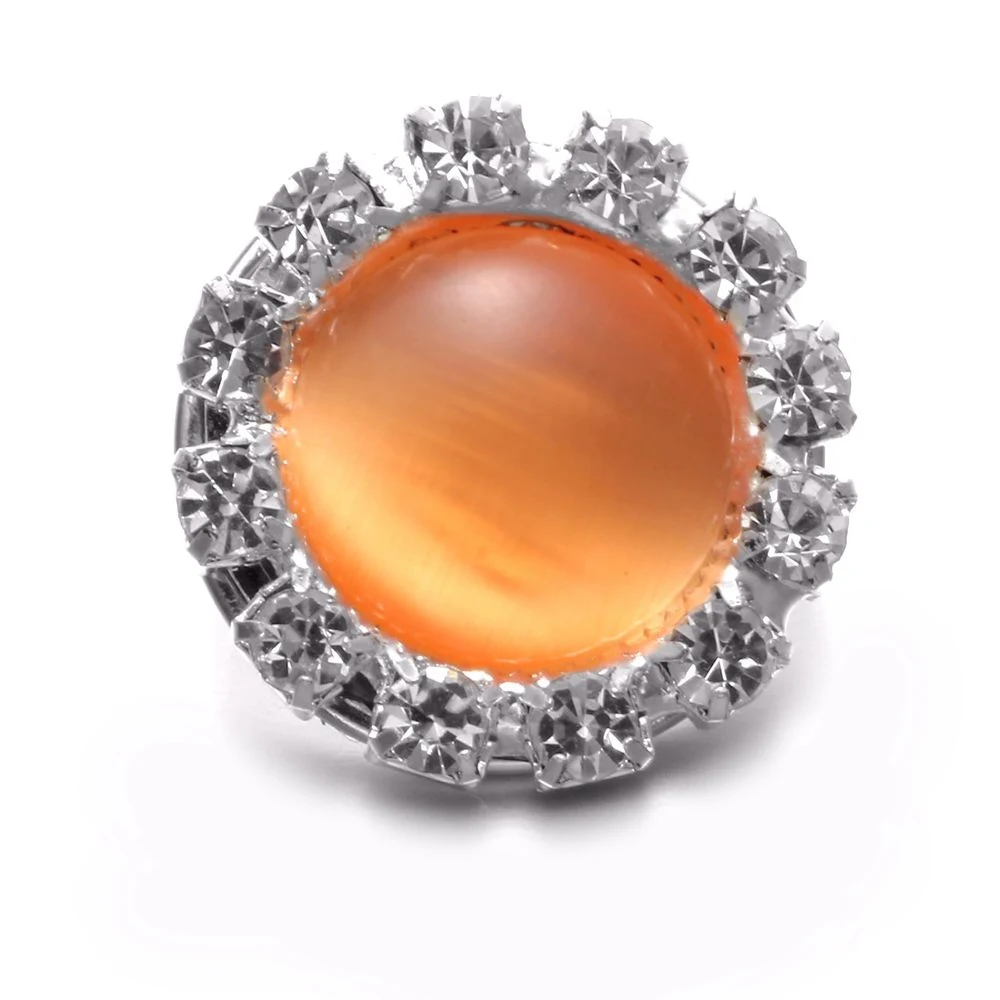Оранжевый Опал горный хрусталь Стиль круглый Форма металла 18 мм кнопки Талисманы