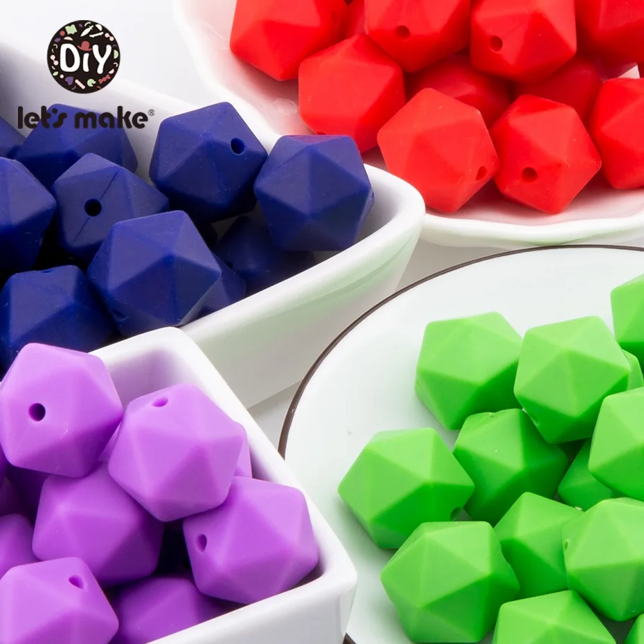 

Let'S Make 14Mm 50Pc Silicone Teethers Chewable Beads For Baby Teething Food Grade Silicone Diy Jewelry Accessories Hexagon Bead