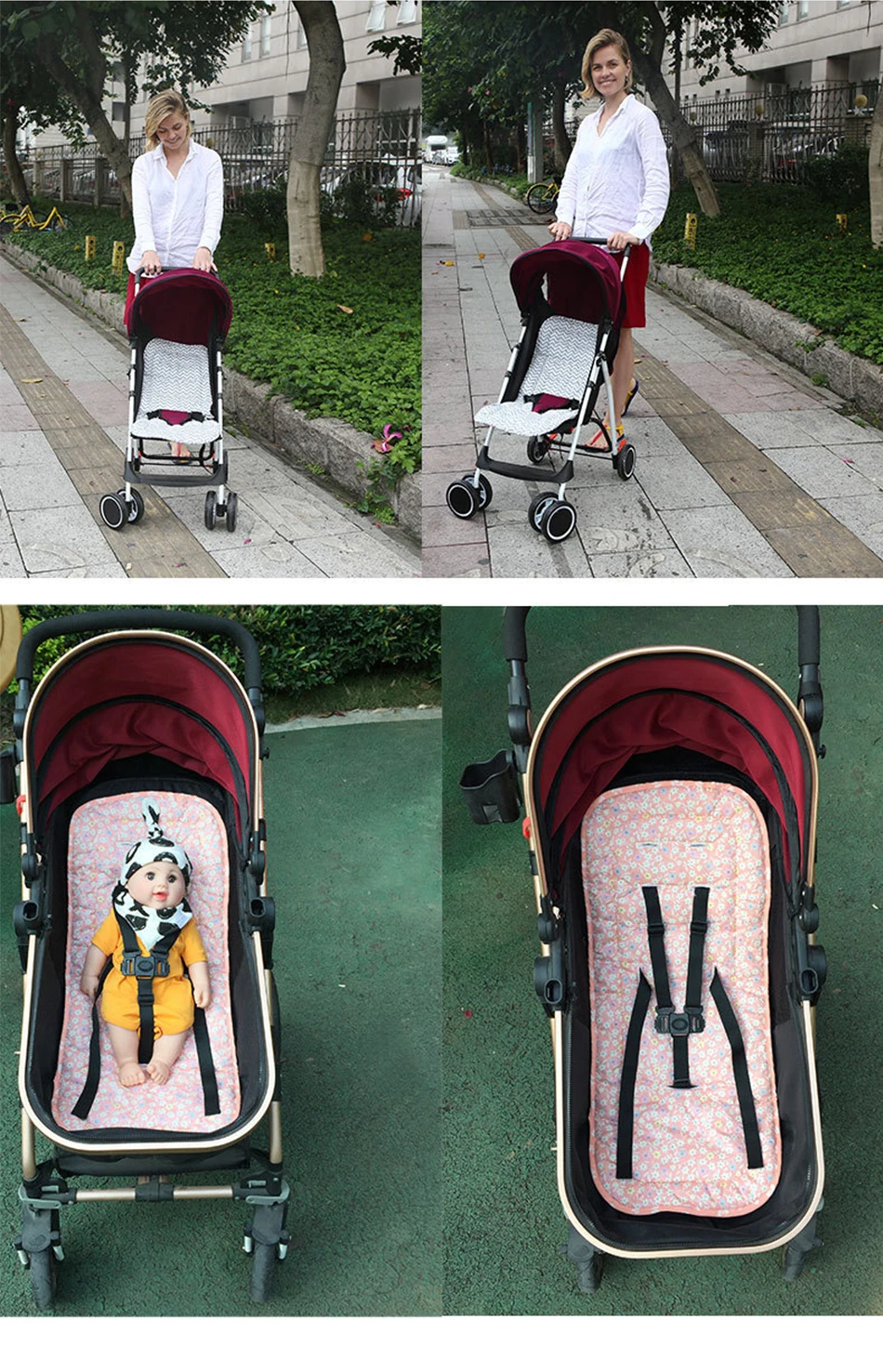 Подушечка Для сиденья детской коляски, пеленка, коврик, противоскользящий, хлопок, универсальная, утолщенная, для стульчика, автомобильное сиденье, подкладка, аксессуары для коляски