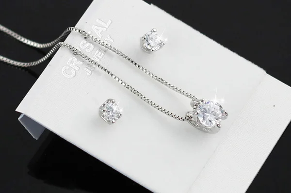 Женский ювелирный комплект из колье и серёг с фианитом|fashion jewelry set|jewelry setsjewelry sets