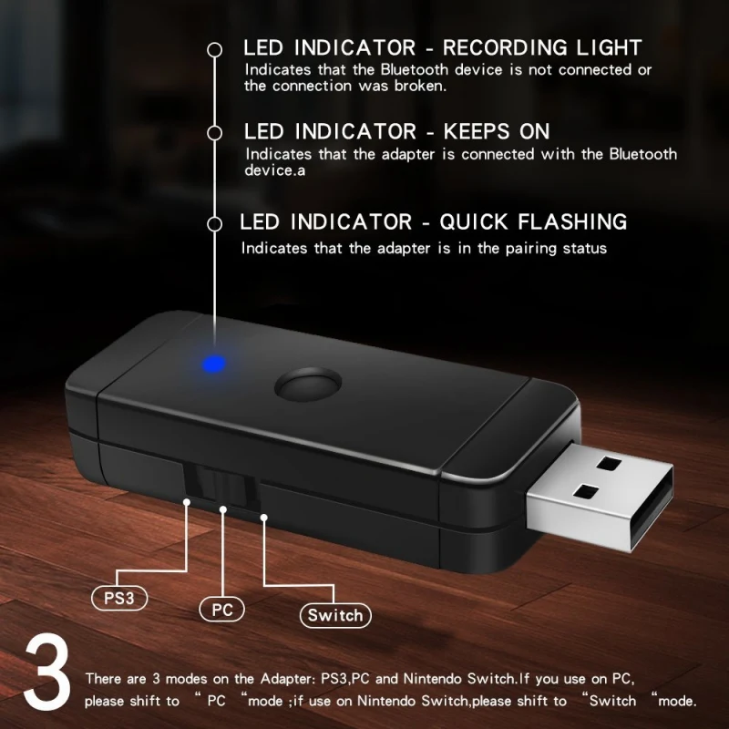 Портативный Беспроводной приемник Bluetooth игровой контроллер USB адаптер для