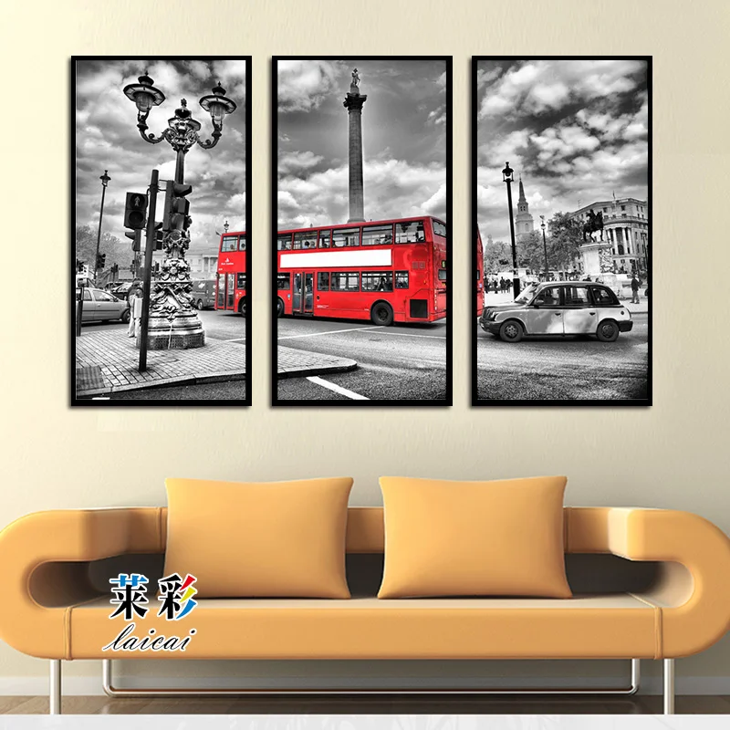 [No Framed]3 Panel Sports Car Picture POP Wall Art Canvas Printing new york Street Modular Decoration For Living Room Home Decor | Дом и сад