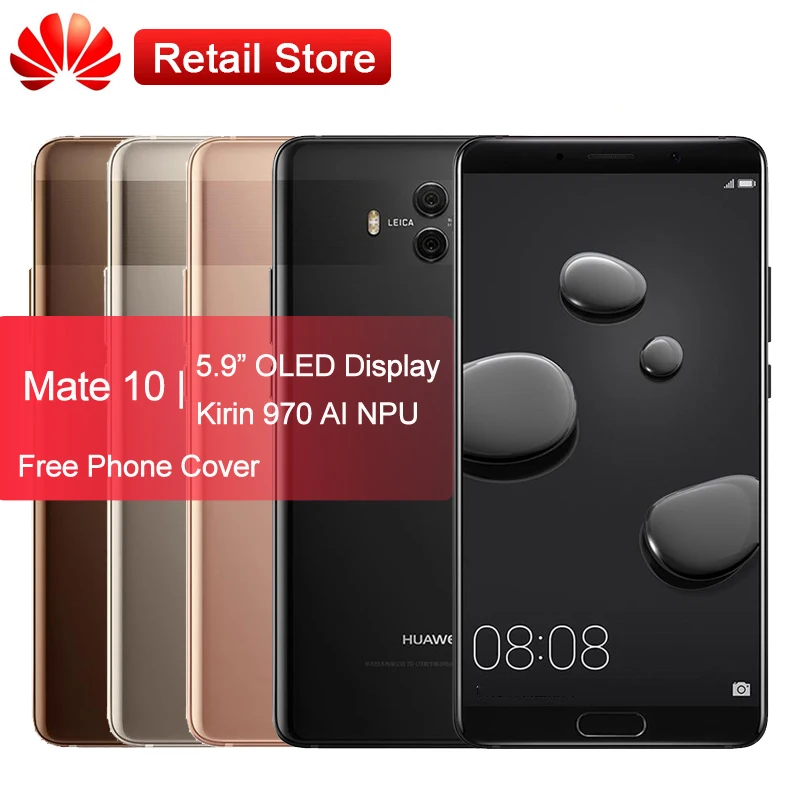 Huawei mate 10 Глобальный Встроенная память смартфон 5 9 ''kirin 970 Android 8 0 20.0MP 4000 мАч NFC