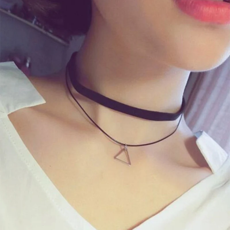Модное треугольное геометрическое ожерелье в форме сердца с каплями стиле панк