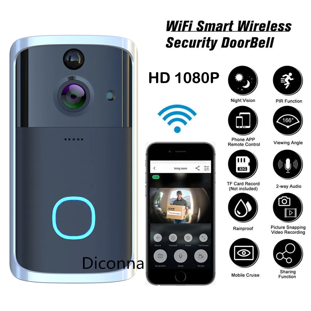 Smart беспроводная камера Wi-Fi для дверного звонка видео Беспроводной дистанционный дверной Звонок перезвон телефон приложение
